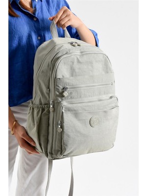 Bagacar Bolsas 1095 Su Geçirmez Ithal Krinkıl Kumaş Laptop Bölmeli Okul ve Günlük Sırt Çantası A.gri