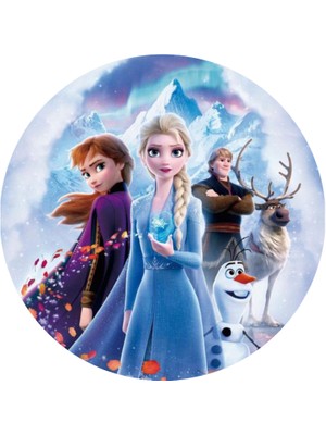 Deniz Parti Frozen Yuvarlak Pasta Yenilebilir Resim Baskı 20 cm