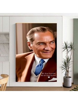 Gülen Atatürk Canvas Tablo Kanvas Duvar Dekarasyon Duvar Süsü Ölçü Seçmeyi Unutmayınız :)