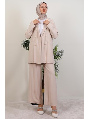 Giza Store Elvin Pantolonlu Takım Bej