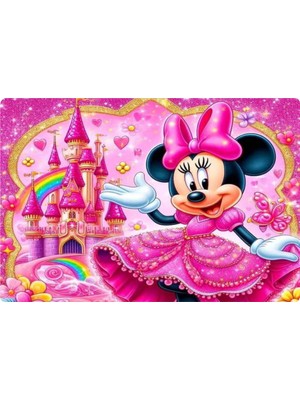 Deniz Parti Minnie Mouse Dikdörtgen Pasta Yenilebilir Resim Baskı 28x19 cm