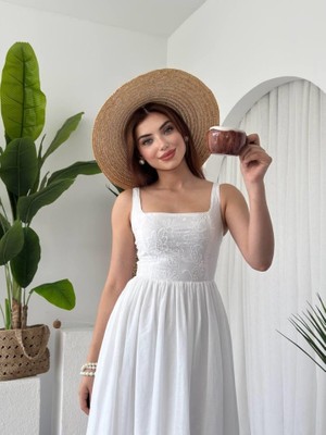 Drem Midi Elbise M-Beyaz