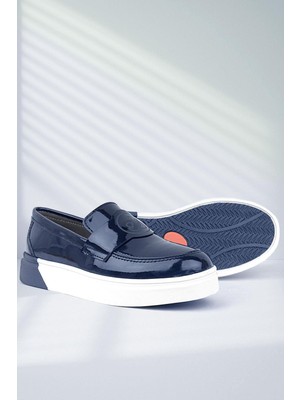 Rakerplus Lacivert Rugan Çocuk Klasik Ayakkabı