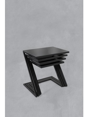 Siyah Cam  -  Z  4 Lü Zigon Sehpazigon