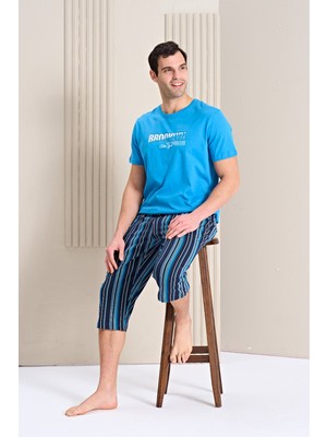 Erkek Pijama Takımı Kapri & Bermuda Kısa Kol