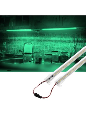 2 Adet 50 cm 220V Şeffaf Çubuk Bar LED Yeşil Işık SB-6554
