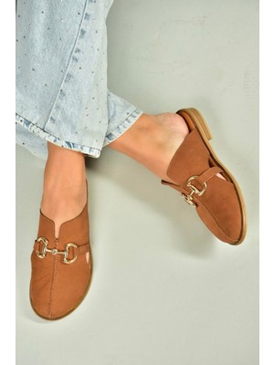 U944150403 Taba Hakiki Deri Önü Kapalı Kadın Terlik