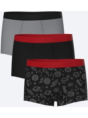 Lcw Kids Siyah Baskılı Erkek Çocuk Boxer 3'lü