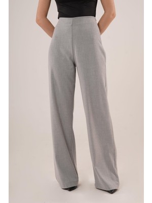 Martcini Bol Paça Yandan Fermuarlı Gri Kumaş Pantolon