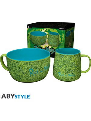 Aby Style Abystyle - Rıck And Morty - Breakfast Set Mug + Bowl - Pattern - Kahvaltı Seti - BS0038