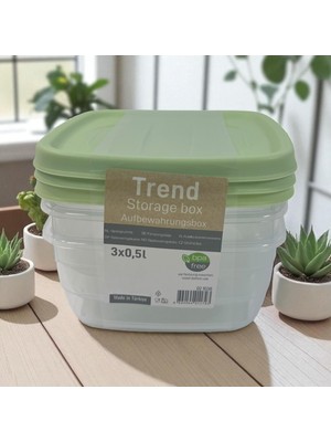 Deyhome Kare Trend Saklama Kabı Seti 3 x 500 ml Setli