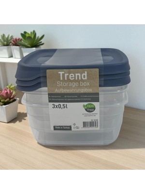 Deyhome Kare Trend Saklama Kabı Seti 3 x 500 ml Setli