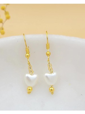 Perla Kalp Detaylı Kalp Incili Küpe