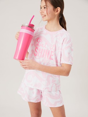 Bisiklet Yaka Kız Çocuk Şortlu Pijama Takımı  (S5)
