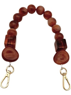 Angel Çanta Aksesuar 36 cm Koyu Tarçın Boncuklu Çanta Sapı Yaylı Halkalı