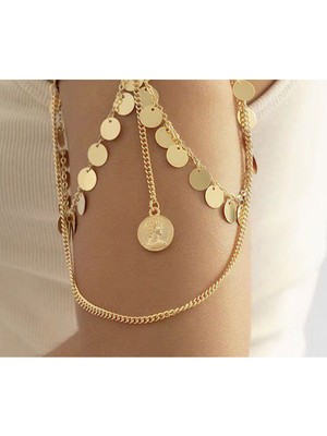 Şık Metal Daire Modeli Üst Kol Bilezik Kol Bandı ile Tarzınızı Yansıtın