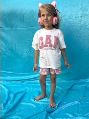 Monsterçocuk ~ Kız Çocuk Müslin Kumaş Alt Üst Şort Tshirt 2'li Takım