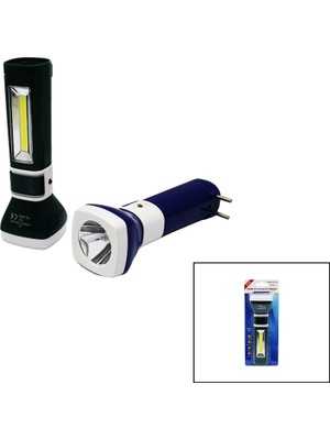 2ın1 1W + Cob LED Fiş Şarjlı El Feneri (5047)