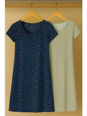 2 Adet Dökümlü Rahat Kalıp Günlük Penye Kumaş Elbise