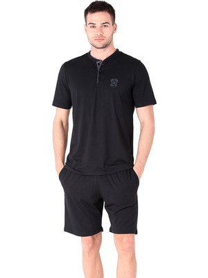 D'S Damat  Regular Fit Cotton Şort Takım K.lacivert