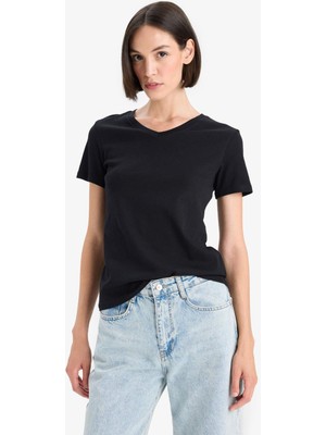 DeFacto %100 Pamuk Slim Fit Basic Ribana Tişört I1080AZ25AU