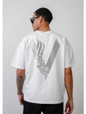Vıkıngs Baskılı Unisex Oversize Kalıp Tişört