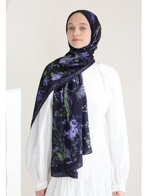 Garden Joy Floş Viskon Şal Lacivert