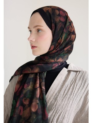 Fresh Siyah Hıbıscus Beauty Floş Viskon Şal