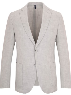 Gri Slim Fit Mono Yaka Klasik Ceket