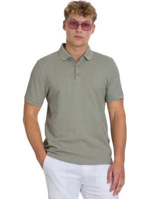 Haki Regular Fit 100% Pamuk Polo Yaka  Merserize Tişört