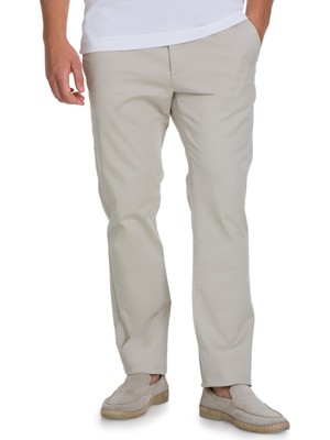 Bej Regular Fit Yandan Cepli Kanvas Pantolon
