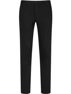 Siyah Rahat Kesim Yandan Cepli Pamuklu Kanvas Pantolon