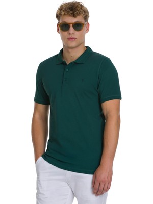 Yeşil Regular Fit 100% Pamuklu Polo Yaka Tişört