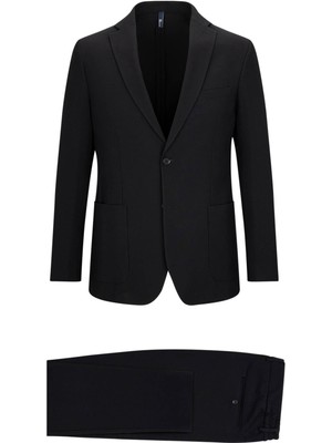 Hatemoğlu Siyah Slim Fit Mono Yaka Takım Elbise 48 Beden Yerli Üretim Şık ve Modern Tasarım