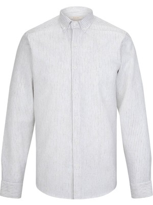 Haki Ç. Comfort Fit Düğmeli Yaka Uzun Kollu Pamuklu Gömlek