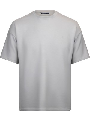 Gri Regular Fit Bisiklet Yaka Oversize Tişört