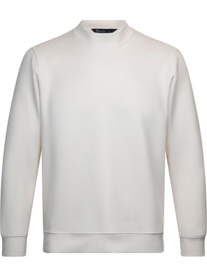 Beyaz Regular Fit Bisiklet Yaka Sweatshirt