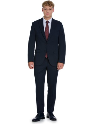 Lacivert Slim Fit Mono Yaka Takım Elbise