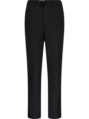 Siyah Rahat Kesim Yandan Cepli Jogger Pantolon