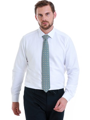 Beyaz Slim Fit Düz Slim Yaka Pamuklu Uzun Kollu Gömlek