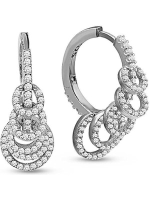 Choice Silver Halkalı Gümüş Küpe Monaco Rodyum