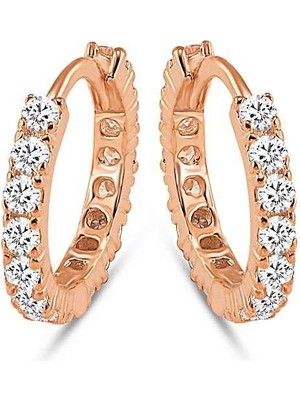 Choice Silver Halka Gümüş Küpe Zirkon Taşlı Rose