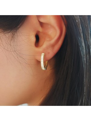 Choice Silver Baget Bayan Gümüş Küpe Halka Gold Büyük