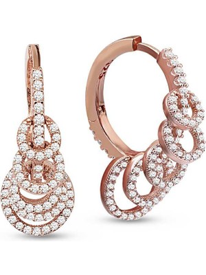 Choice Silver Halkalı Gümüş Küpe Monaco Rose