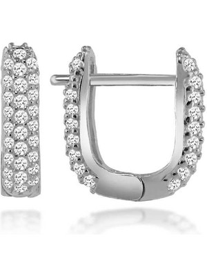 Choice Silver Gümüş U Küpe Monaco Rodyum