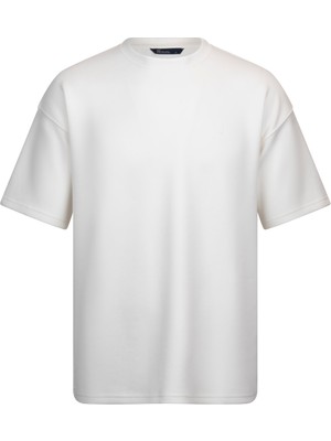 Beyaz Regular Fit Bisiklet Yaka Oversize Tişört
