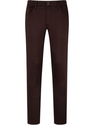 Kahverengi Slim Fit Pamuklu 5 Cep Kanvas Pantolon