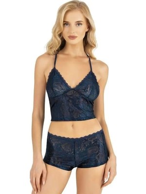 Secret Sita Arias Closet Lacivert Saten Şort Takımı 9222