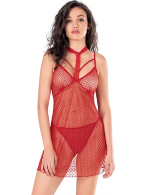 Secret Sita Arias Closet Kırmızı Kısa Tül Gecelik