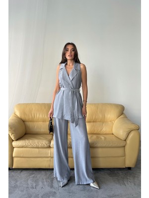 Passense Yelek - Pantolon Takım Çilek Kumaş - Gri